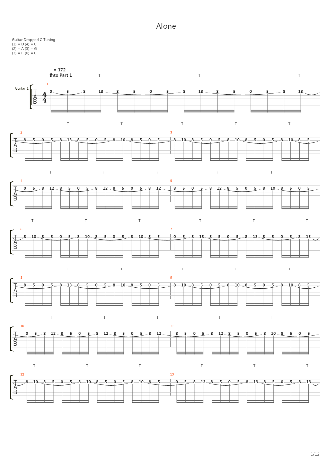 Alone吉他谱