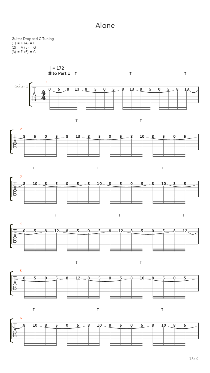 Alone吉他谱
