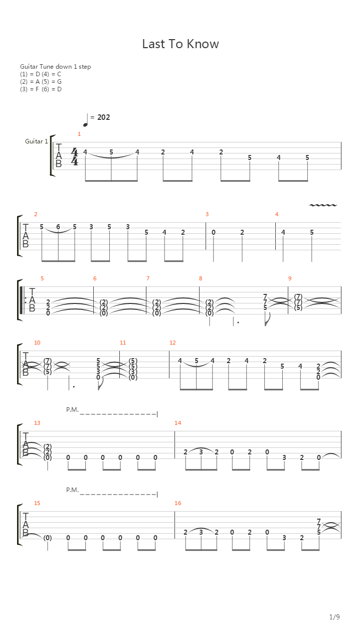 Last To Know吉他谱