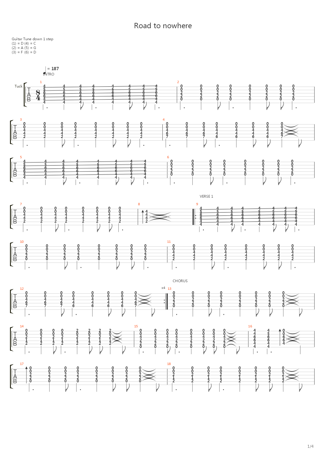 Road To Nowhere吉他谱