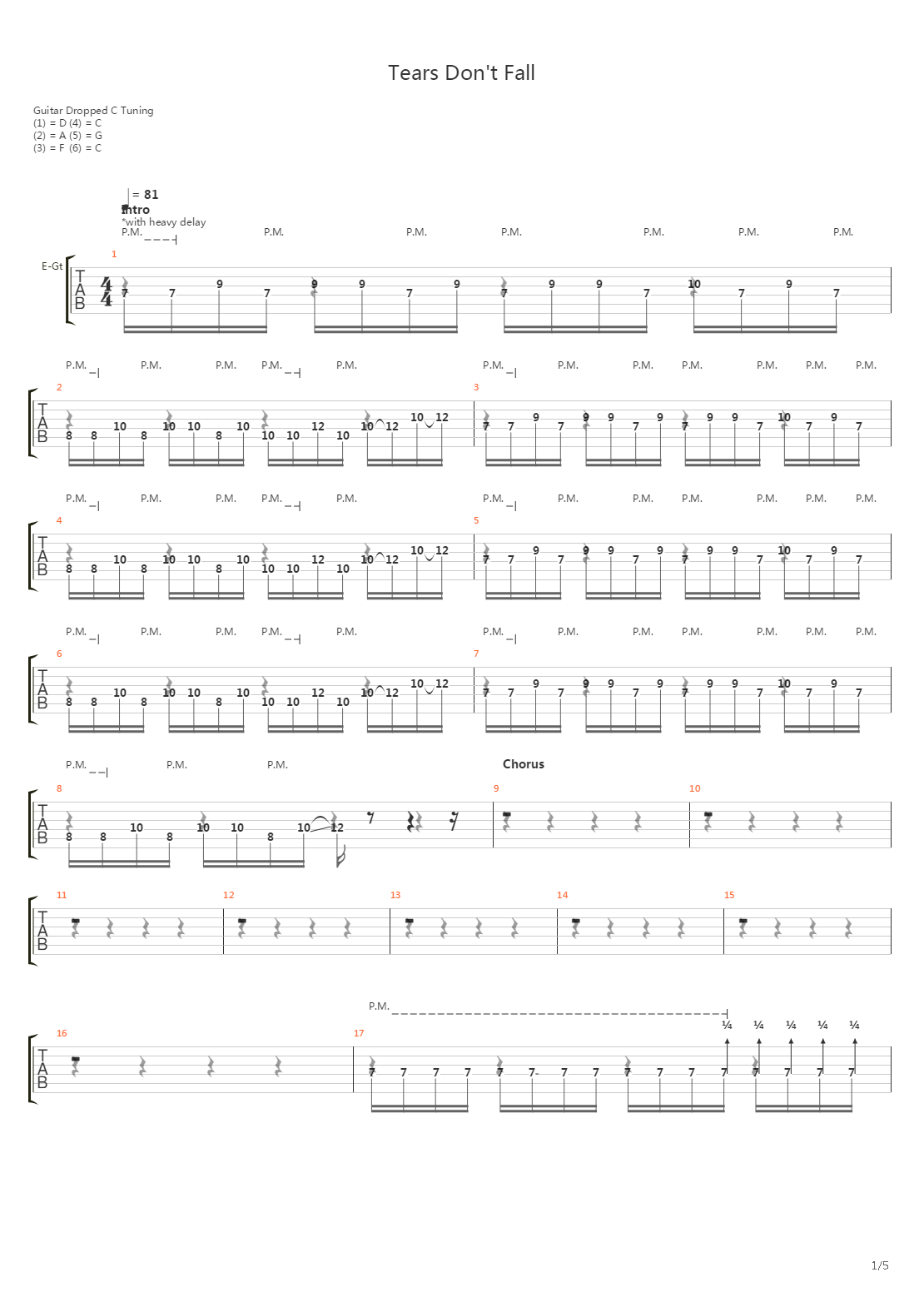 Tears Don't Fall吉他谱