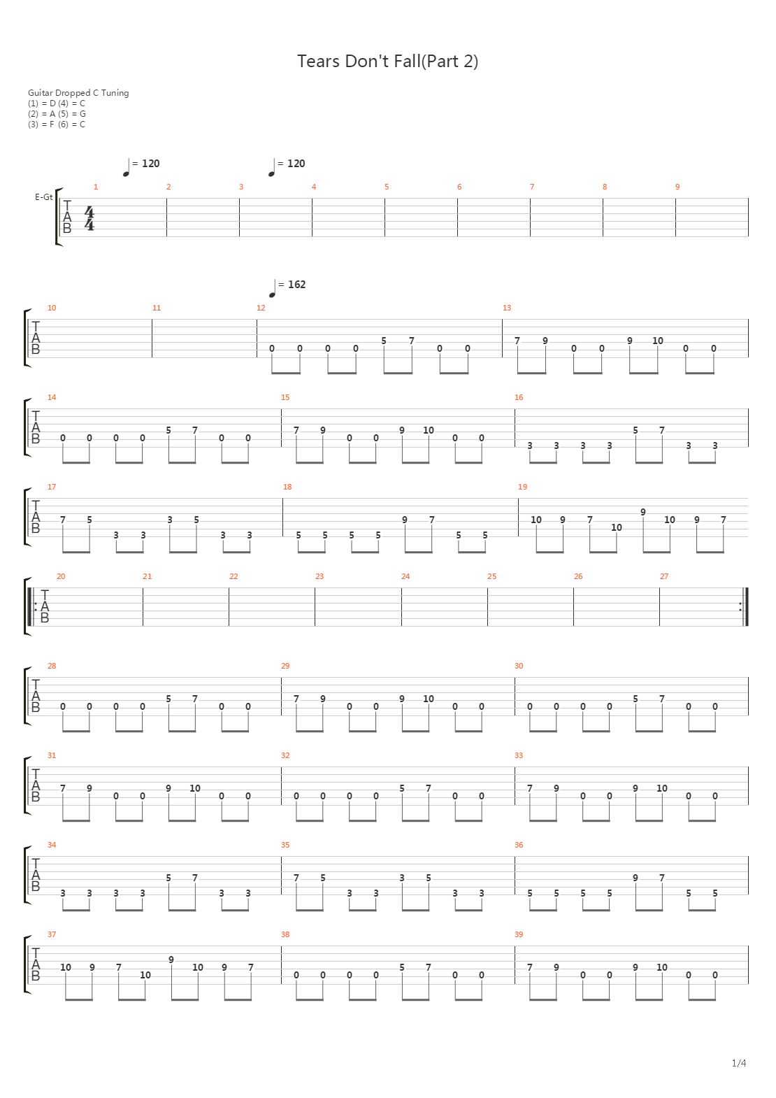 Tears Don't Fall (Part 2)吉他谱