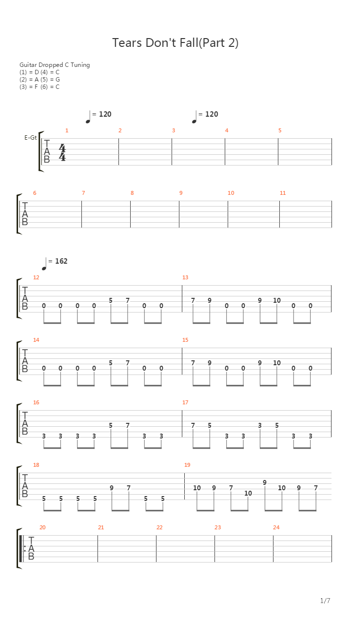 Tears Don't Fall (Part 2)吉他谱