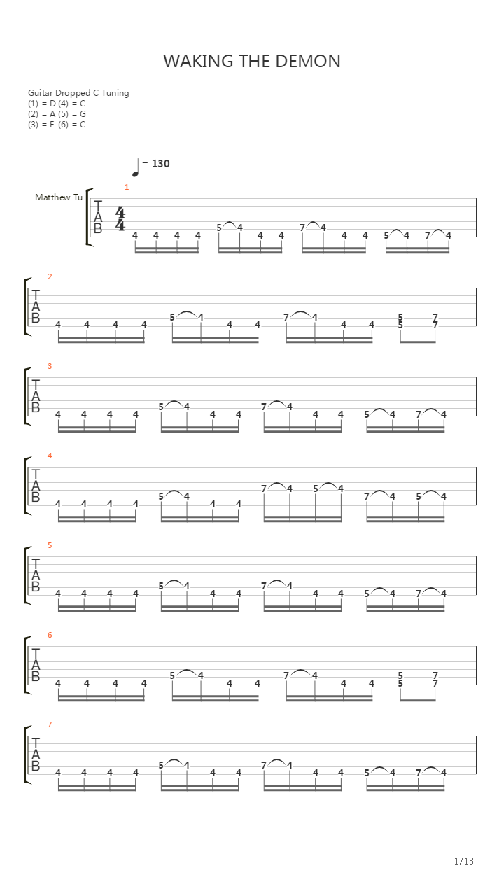 Waking The Deamon吉他谱