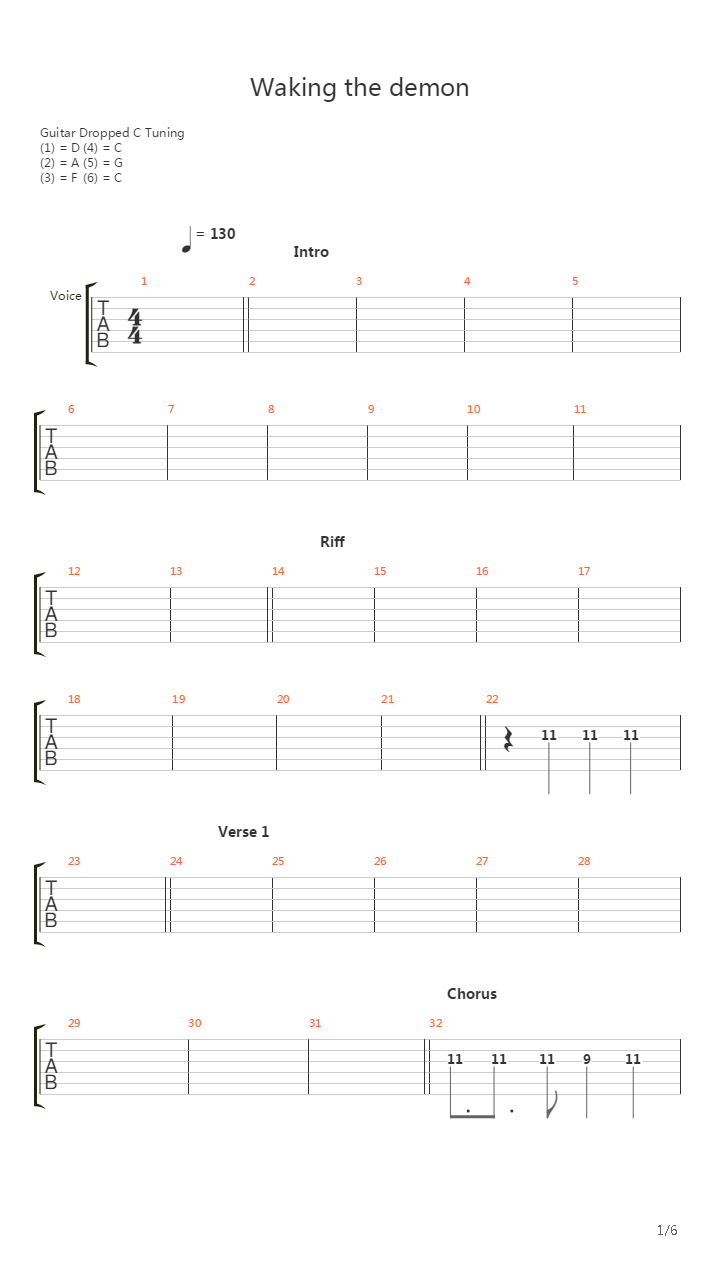 Waking The Demon吉他谱