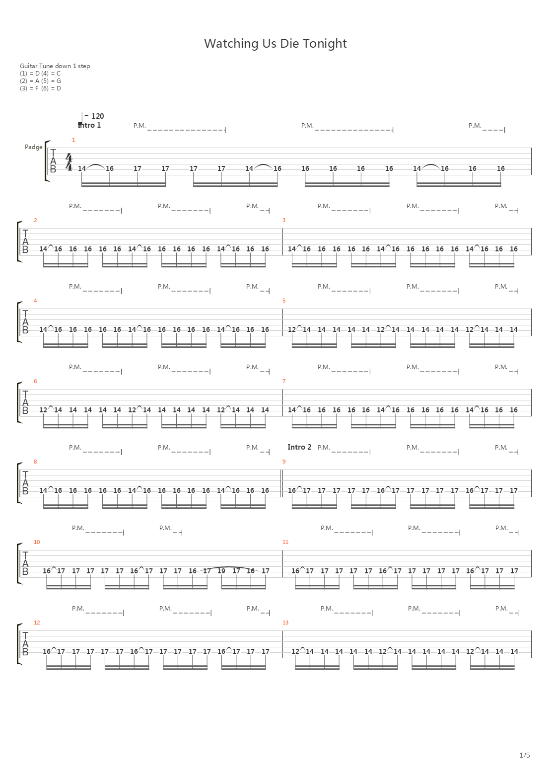 Watching Us Die Tonight吉他谱
