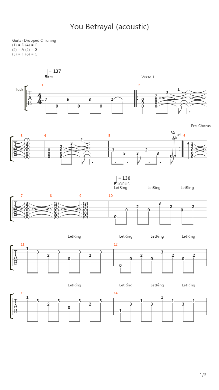 You Betrayal (acoustic)吉他谱