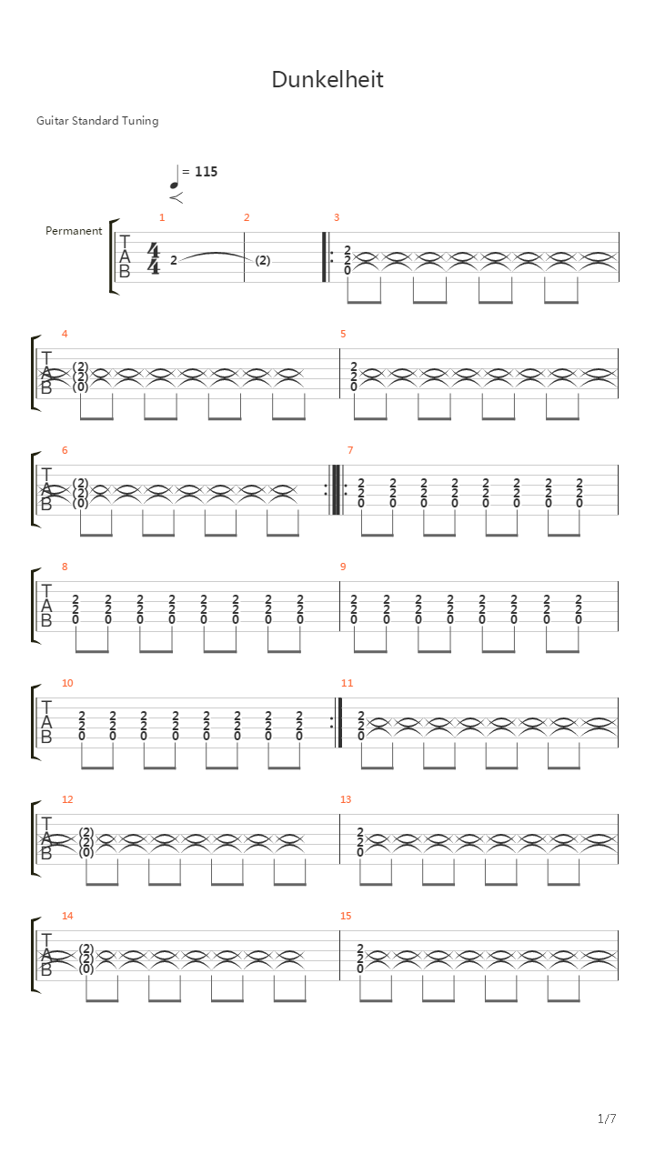 Dunkelheit (Burzum)吉他谱