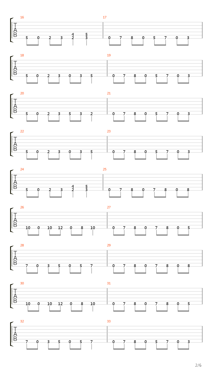 War吉他谱