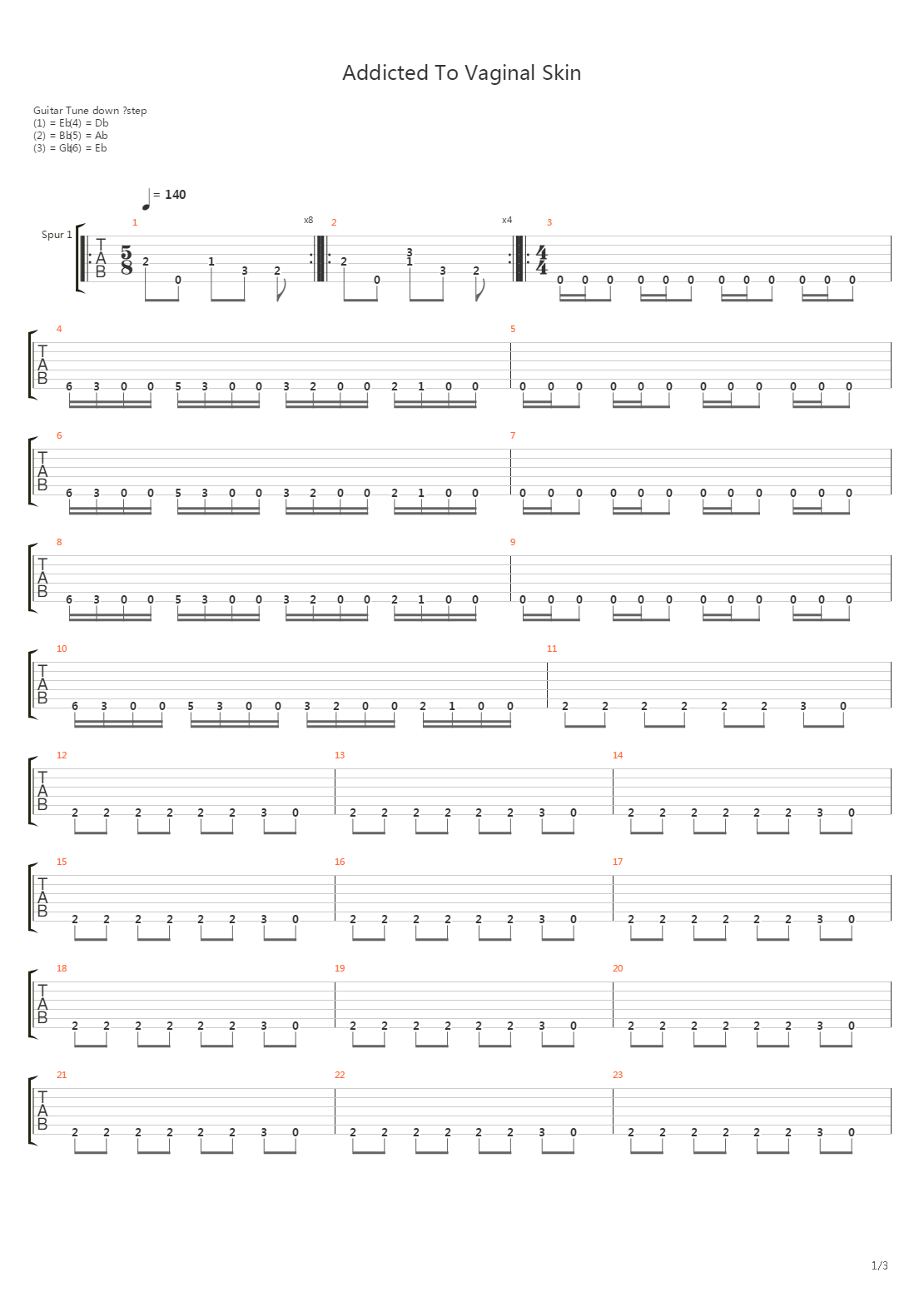 Addicted To Vaginal Skin吉他谱