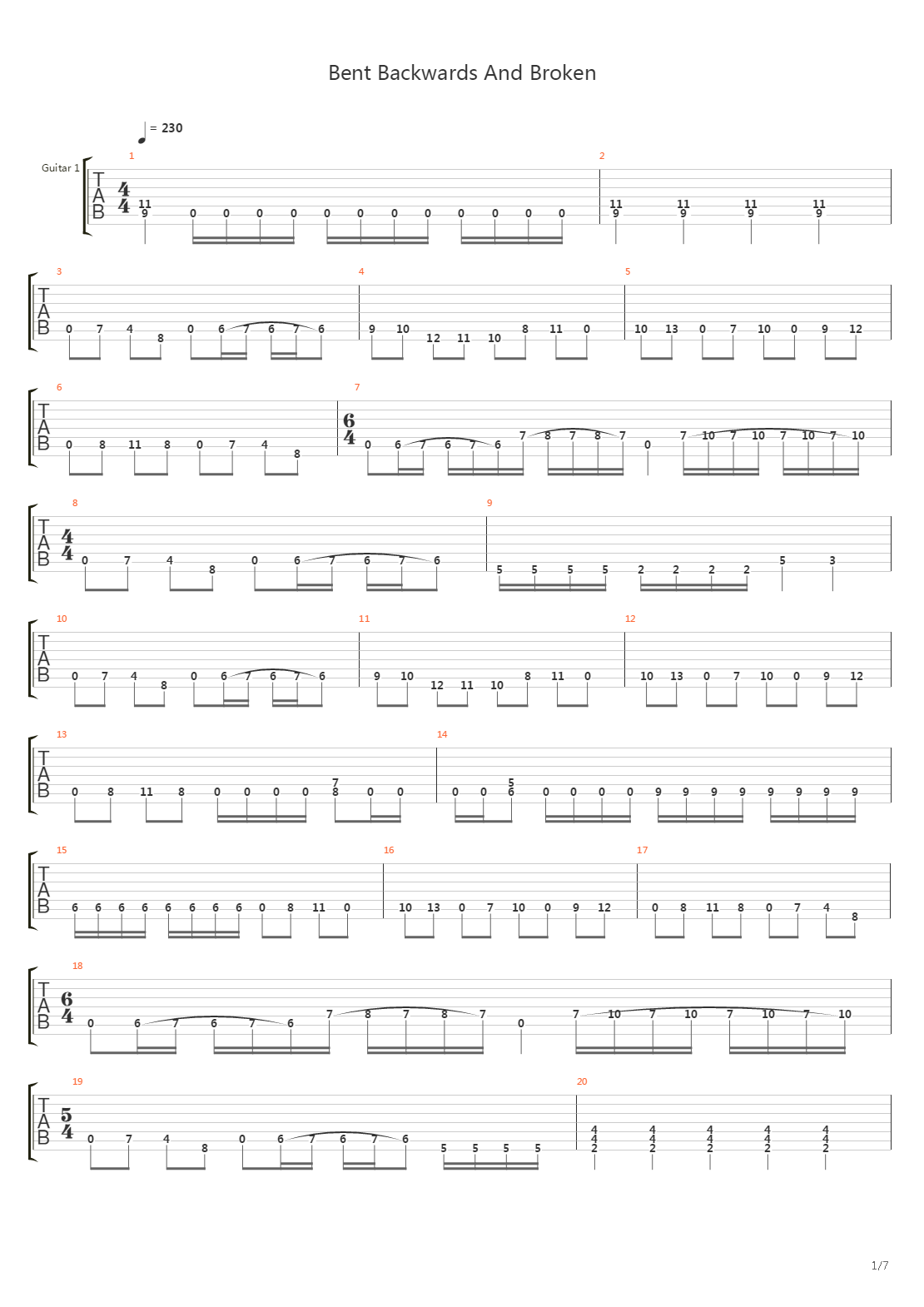 Bent Backwards And Broken吉他谱