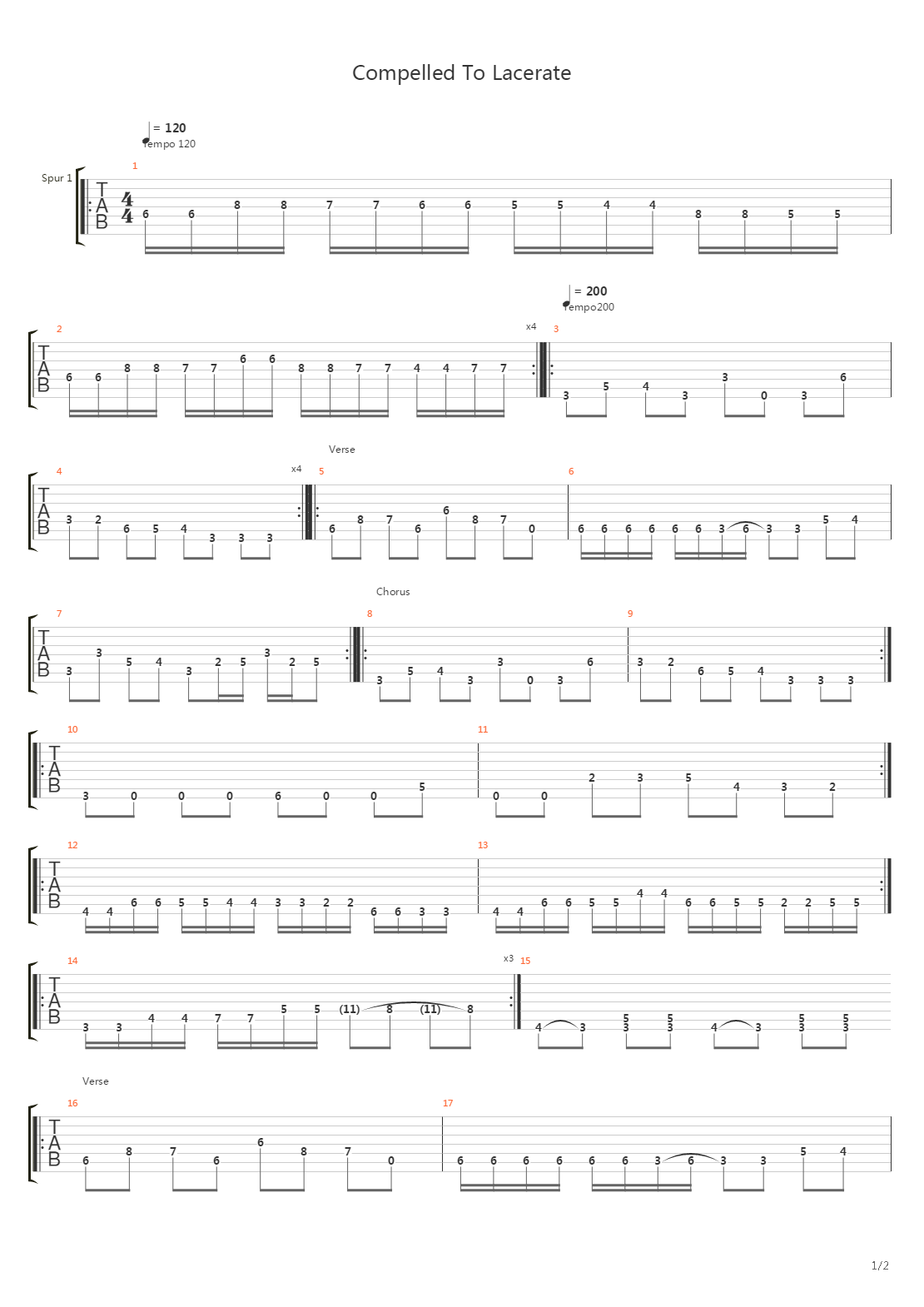 Compelled To Lacerate吉他谱