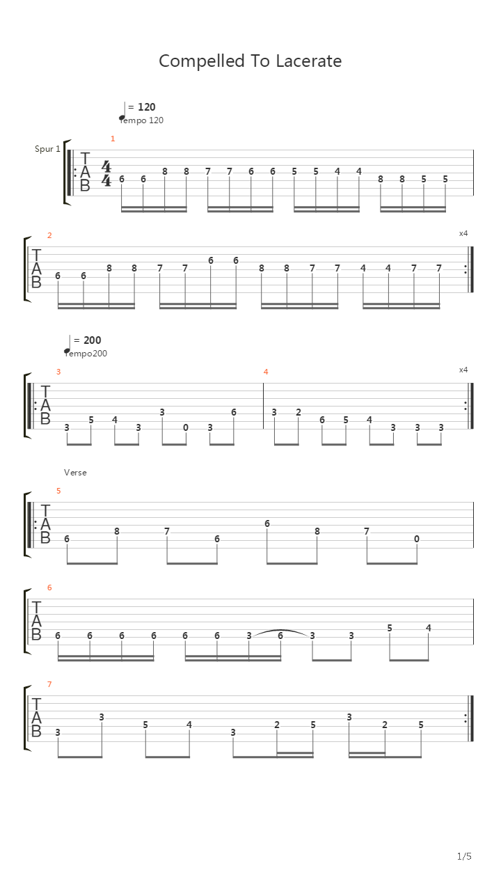 Compelled To Lacerate吉他谱