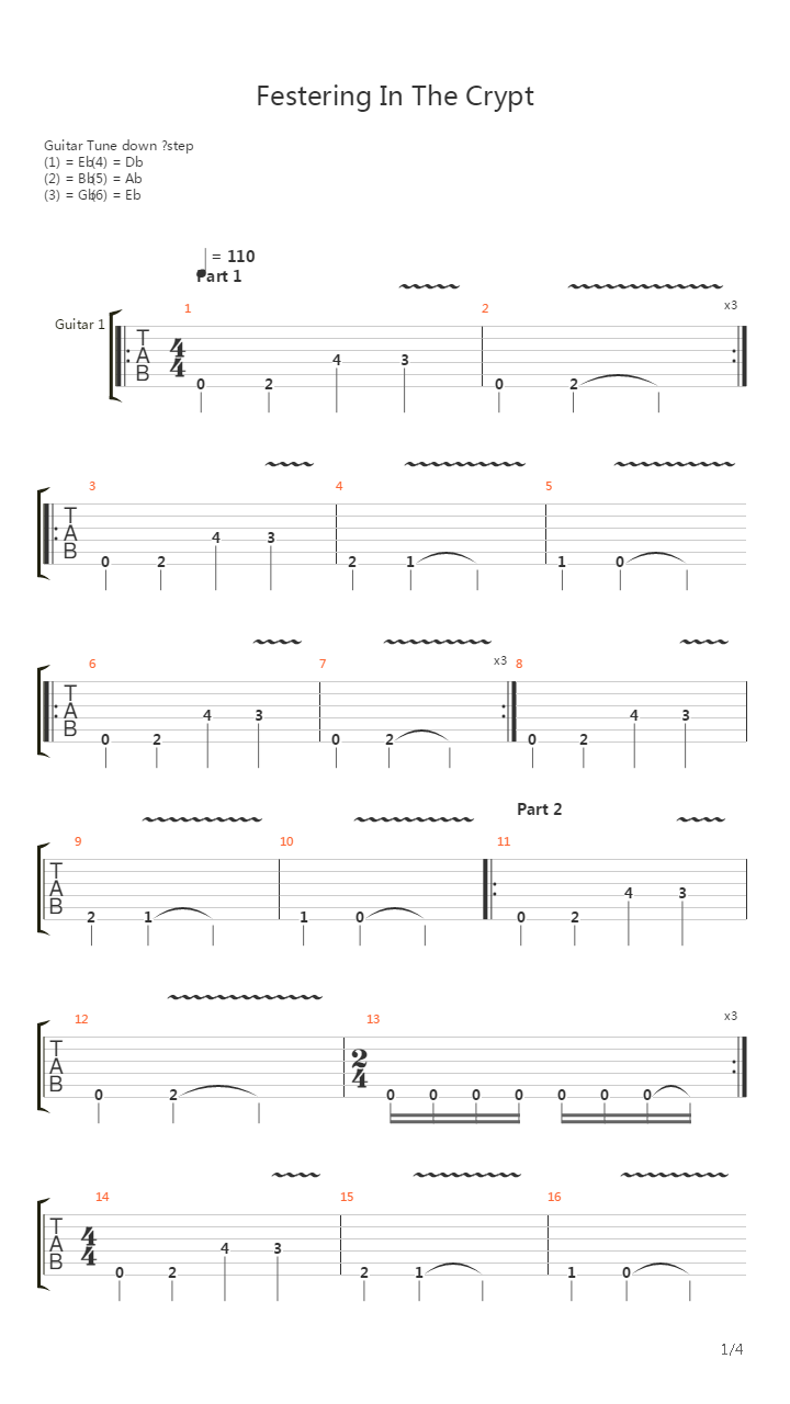 Festering In The Crypt吉他谱