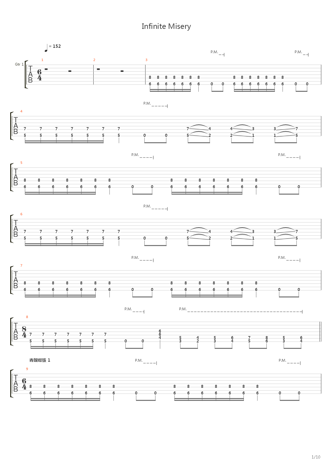 Infinite Misery吉他谱