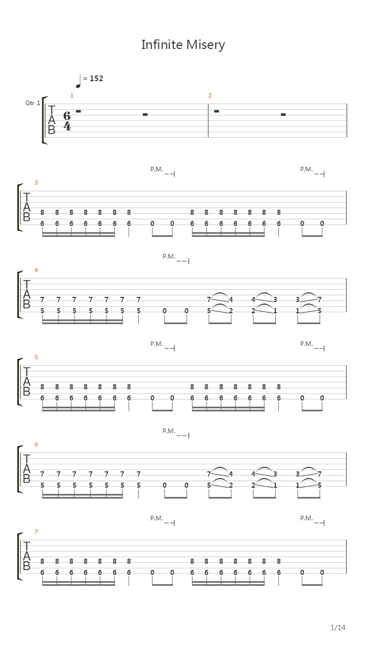 Infinite Misery吉他谱