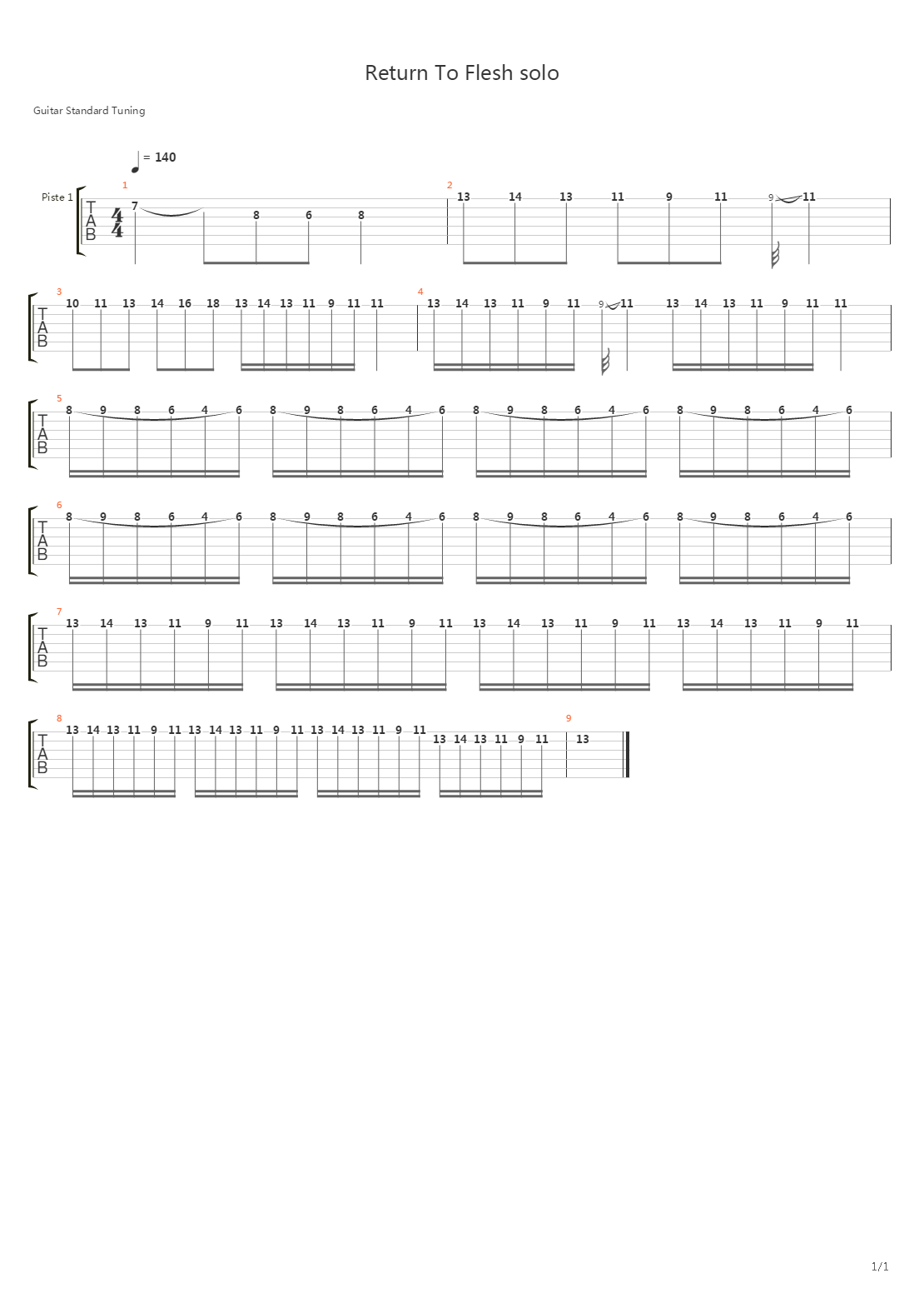 Retunr to the flesh (SOLO)吉他谱