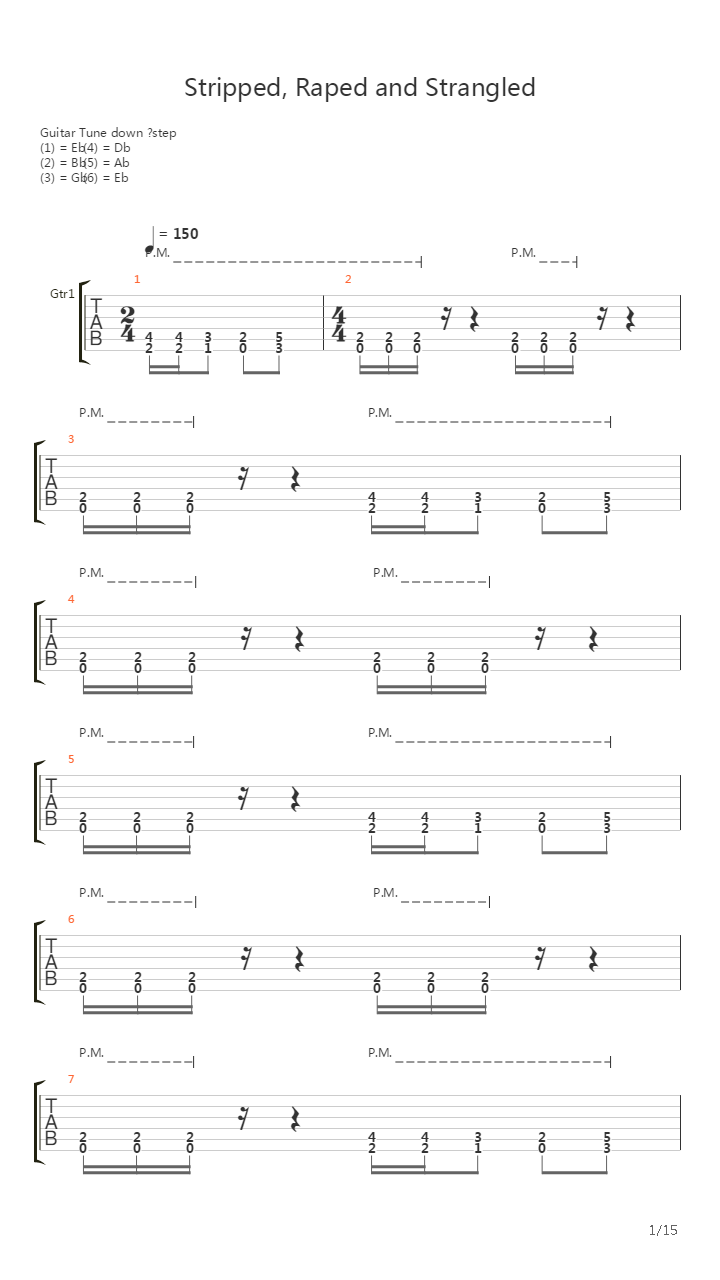 Stripped, Raped And Strangled吉他谱