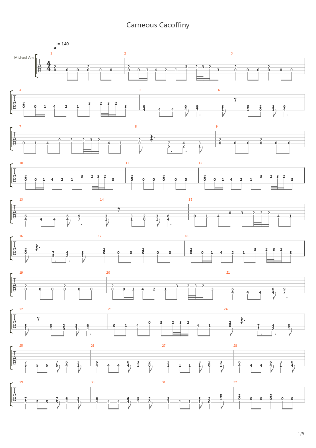 Carneous Cacoffiny吉他谱
