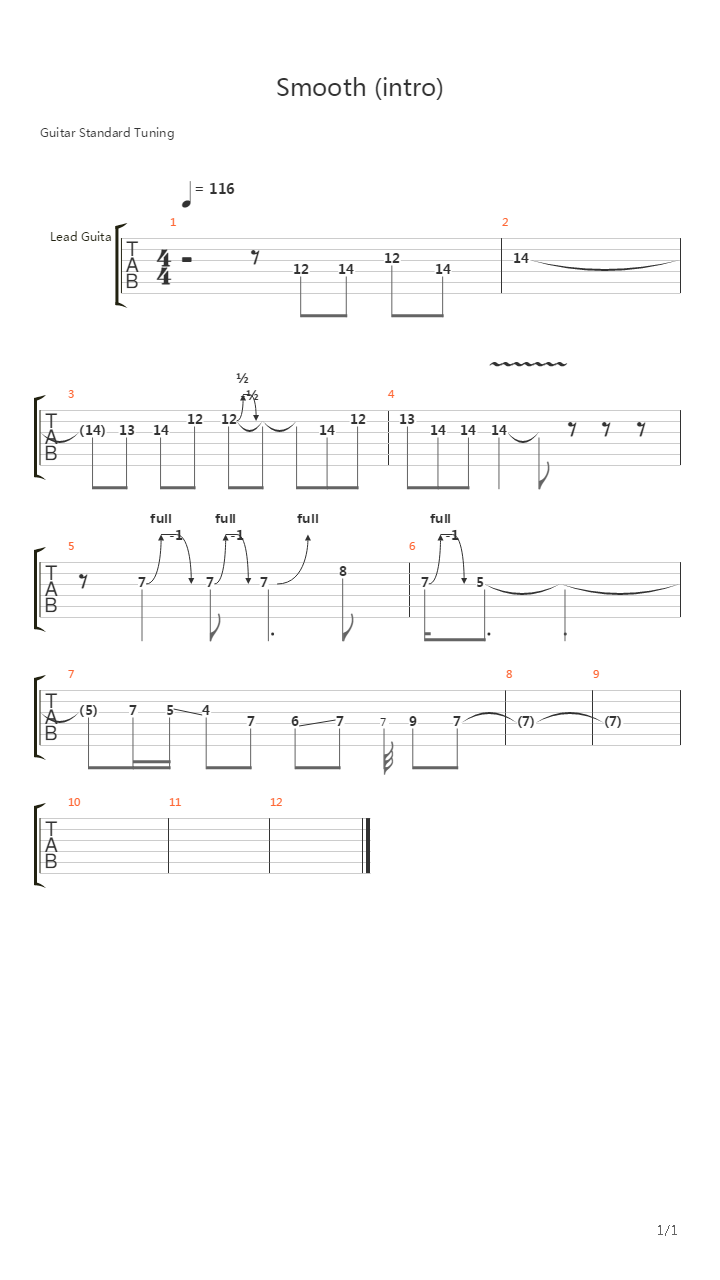 Smooth (intro)吉他谱