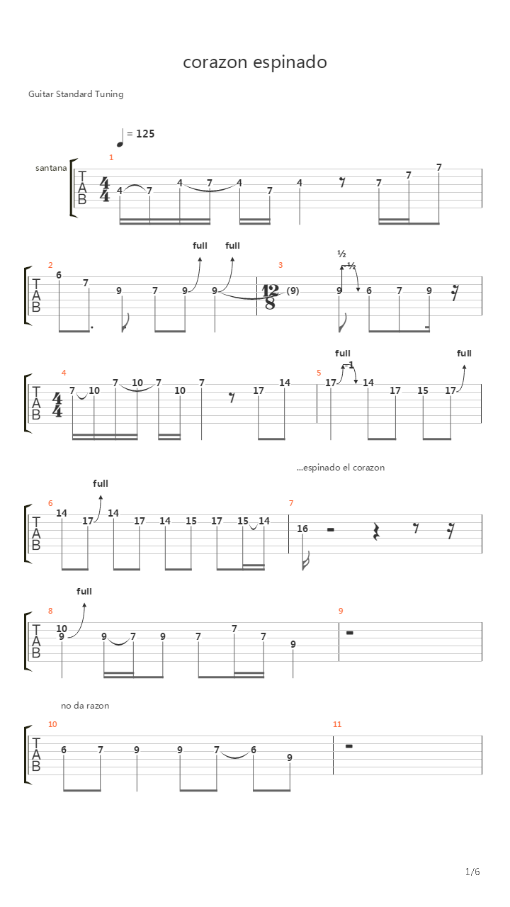 corazon espinado吉他谱