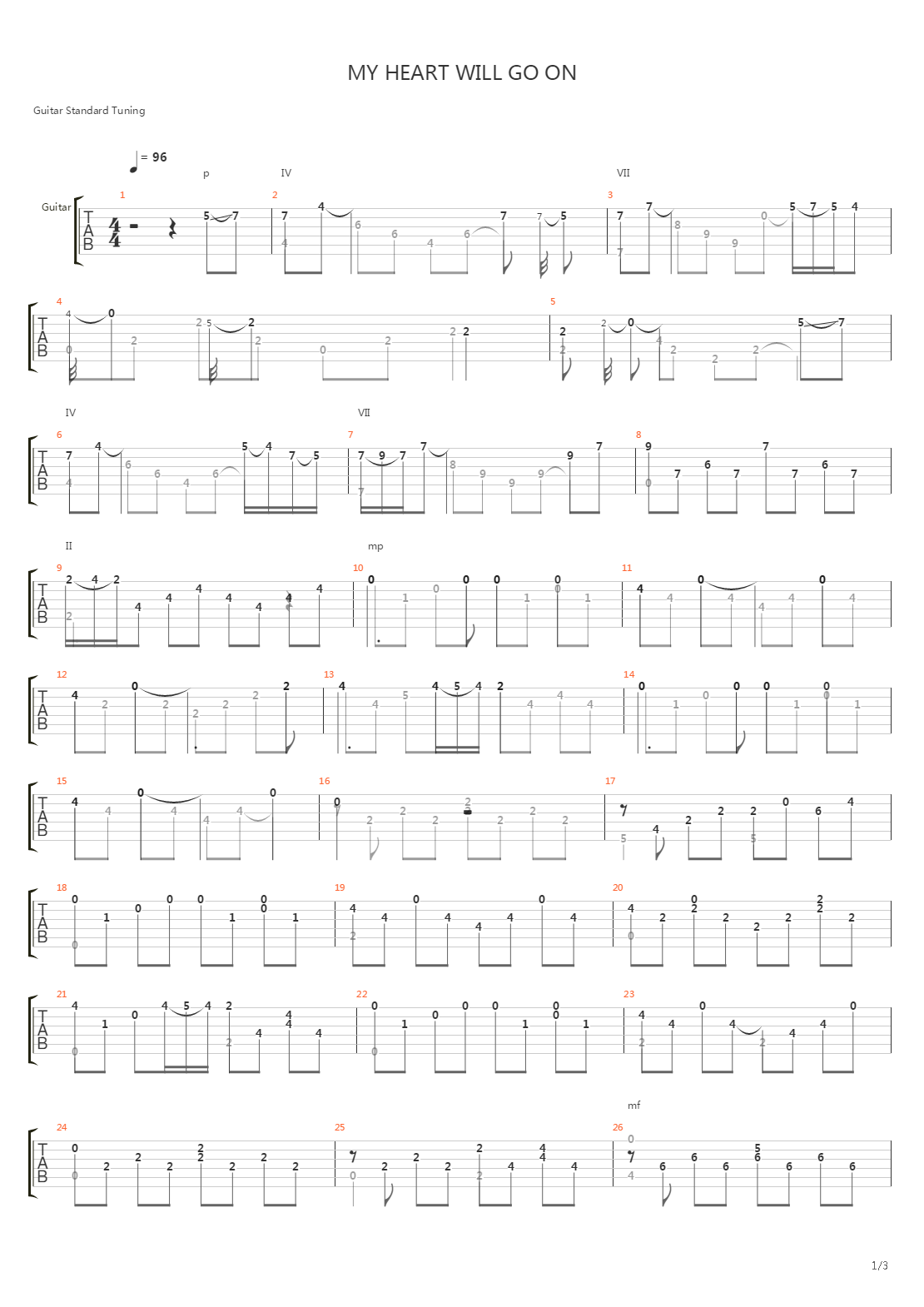 My Heart Will Go On吉他谱