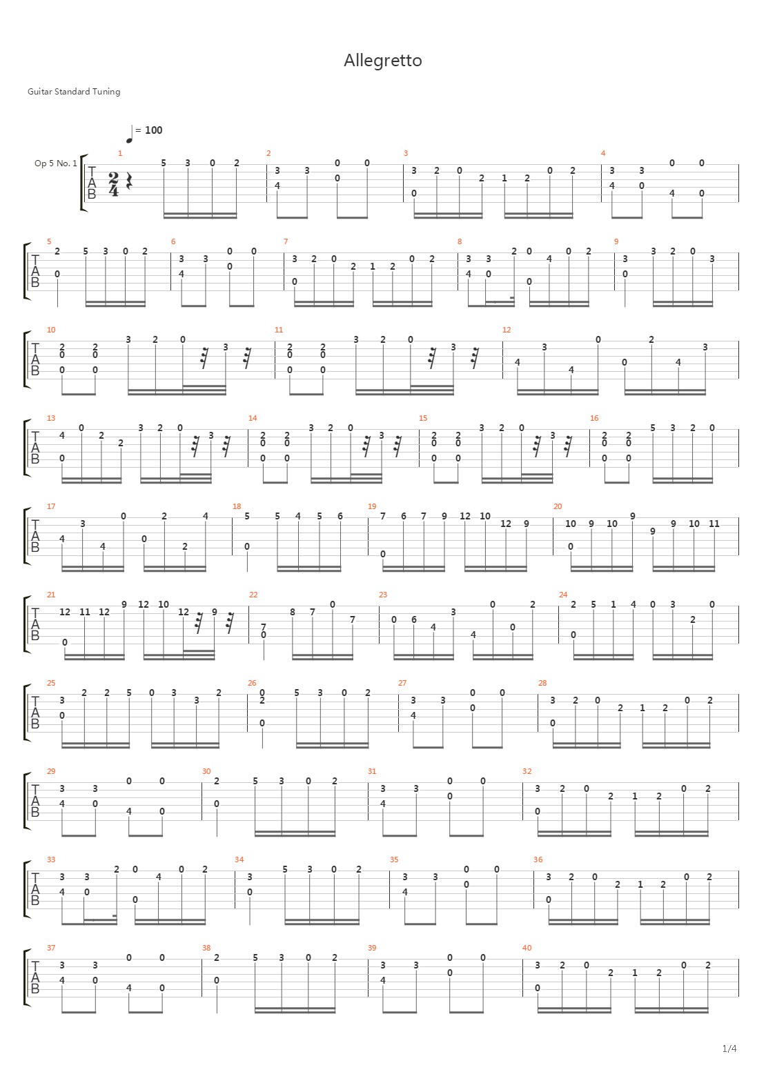 Allegretto Op5 No_12吉他谱