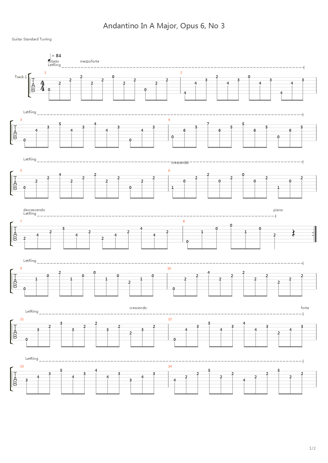 Andantino in A Major吉他谱