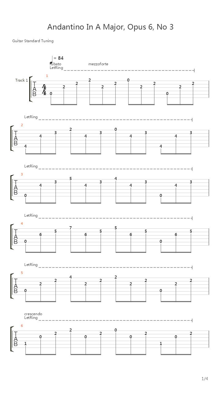 Andantino in A Major吉他谱