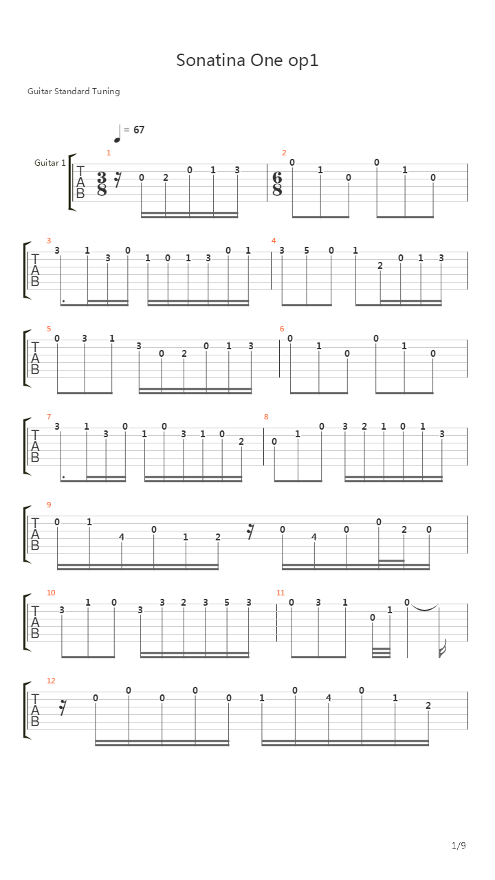 Sonatina I Op 1吉他谱