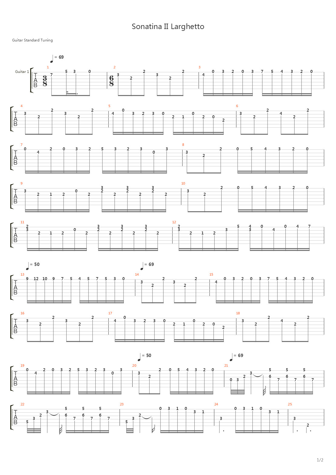 Sonatina II Larghetto吉他谱