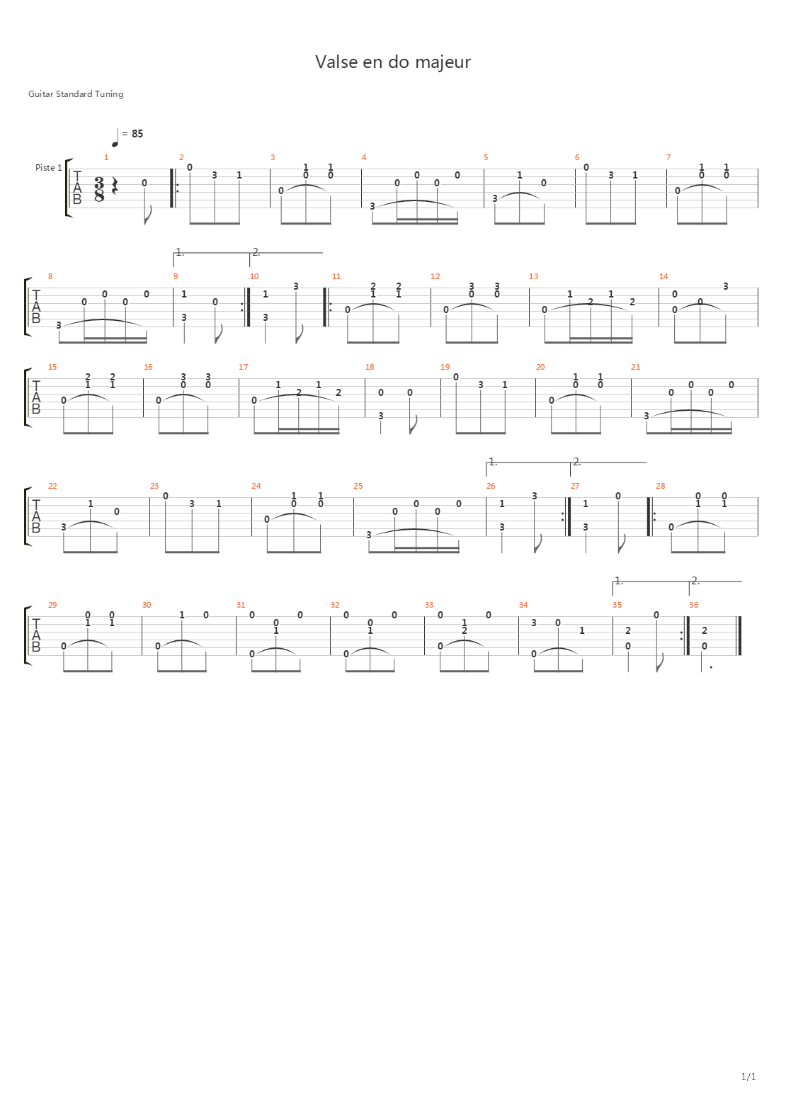 Valse En Do Majeur吉他谱