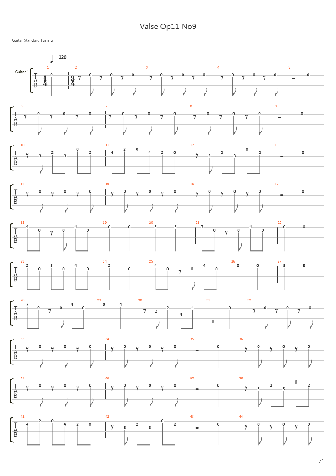 Valse Op11 No9吉他谱