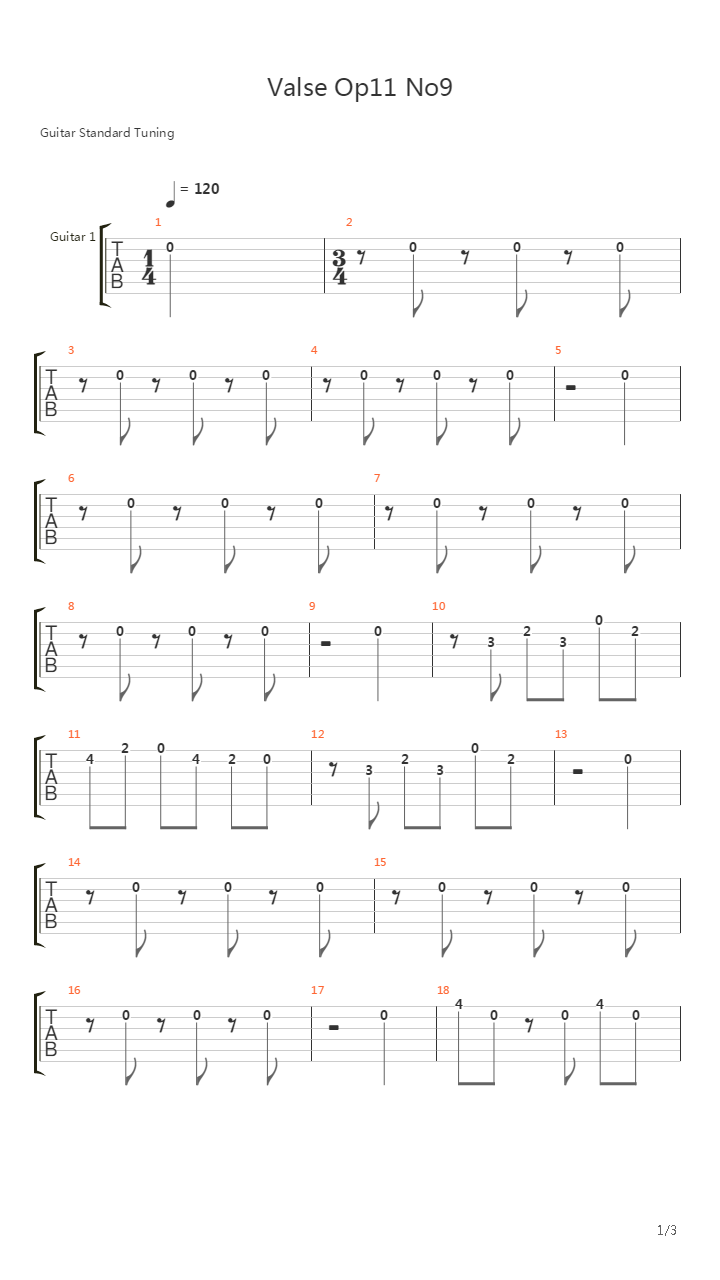 Valse Op11 No9吉他谱