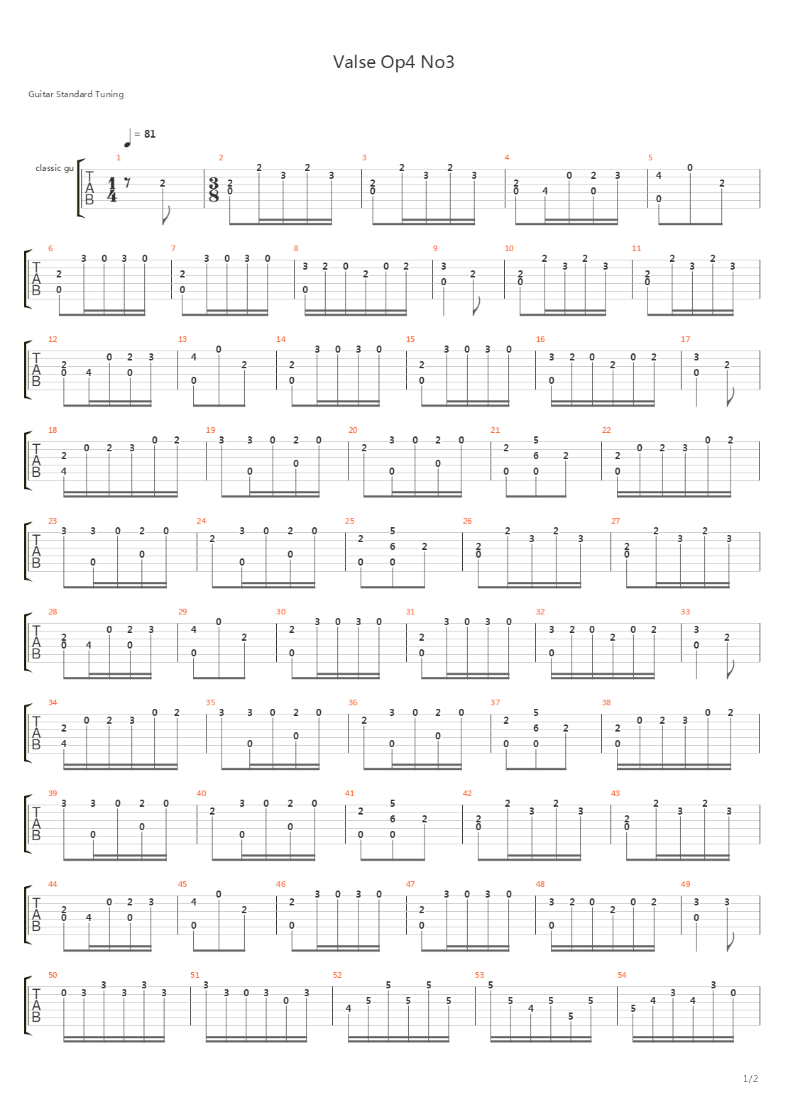 Valse Op4 No3吉他谱