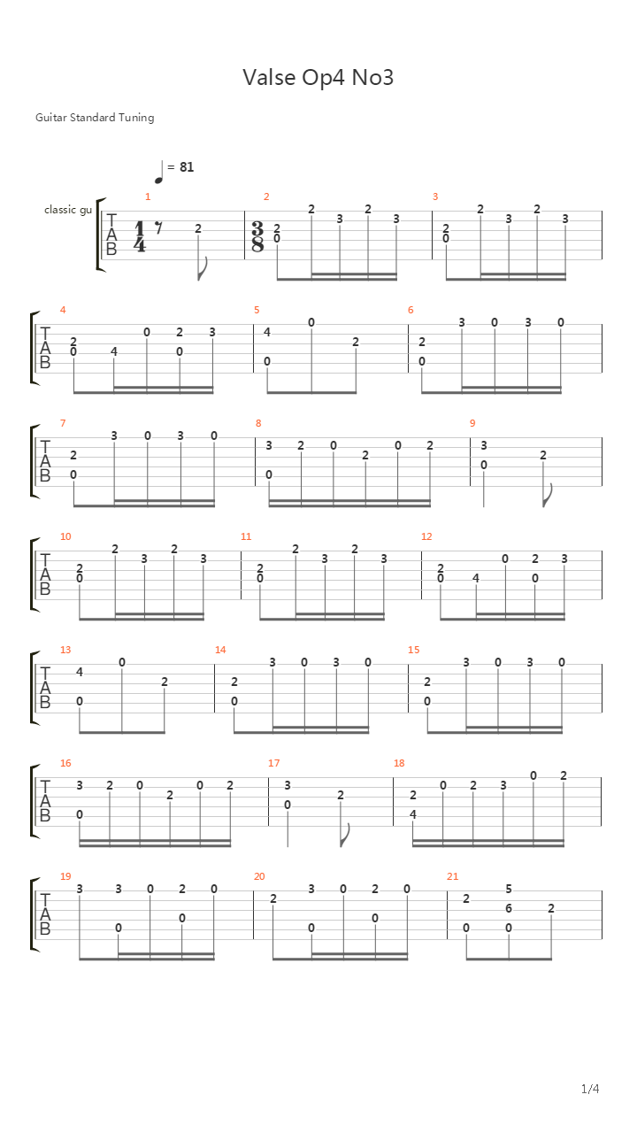 Valse Op4 No3吉他谱