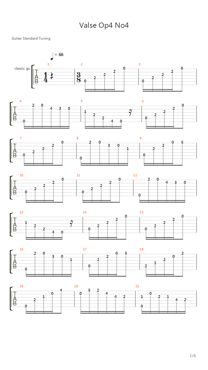 Valse Op4 No4吉他谱