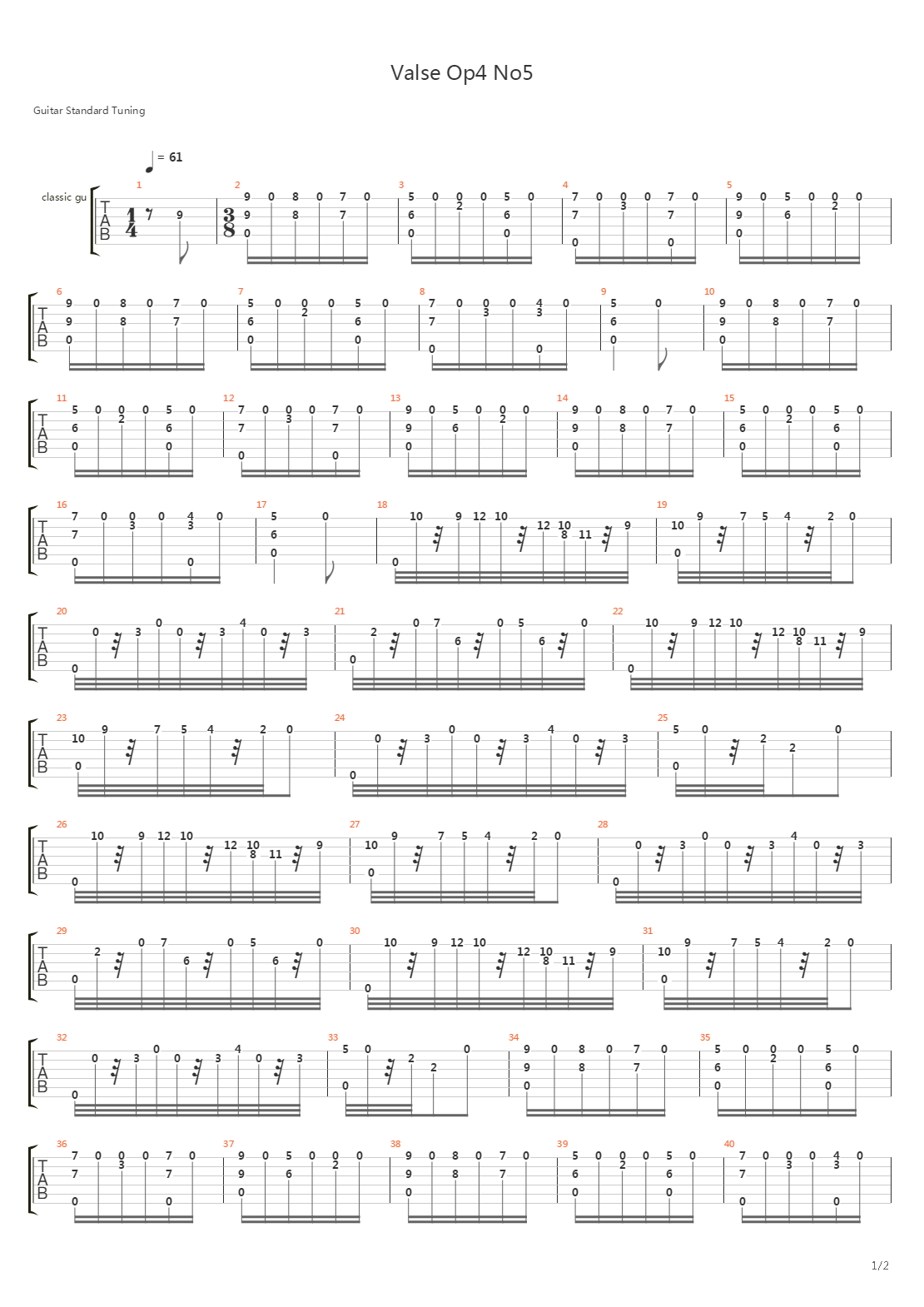 Valse Op4 No5吉他谱