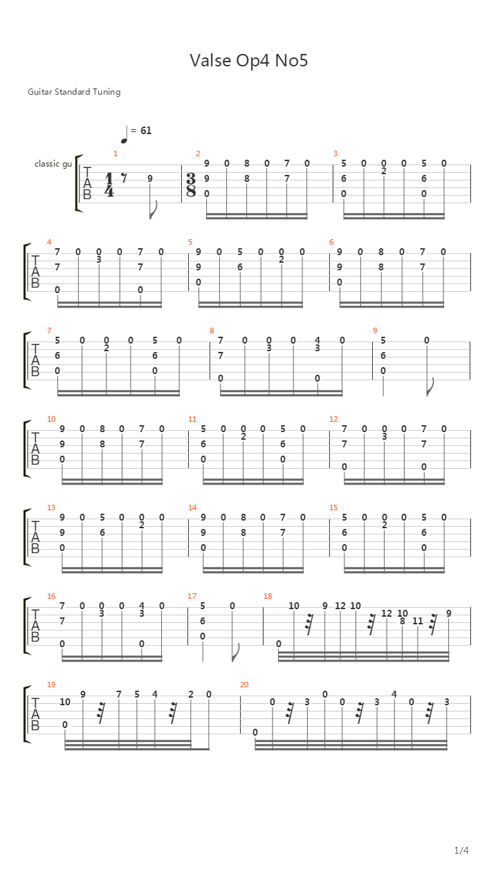 Valse Op4 No5吉他谱