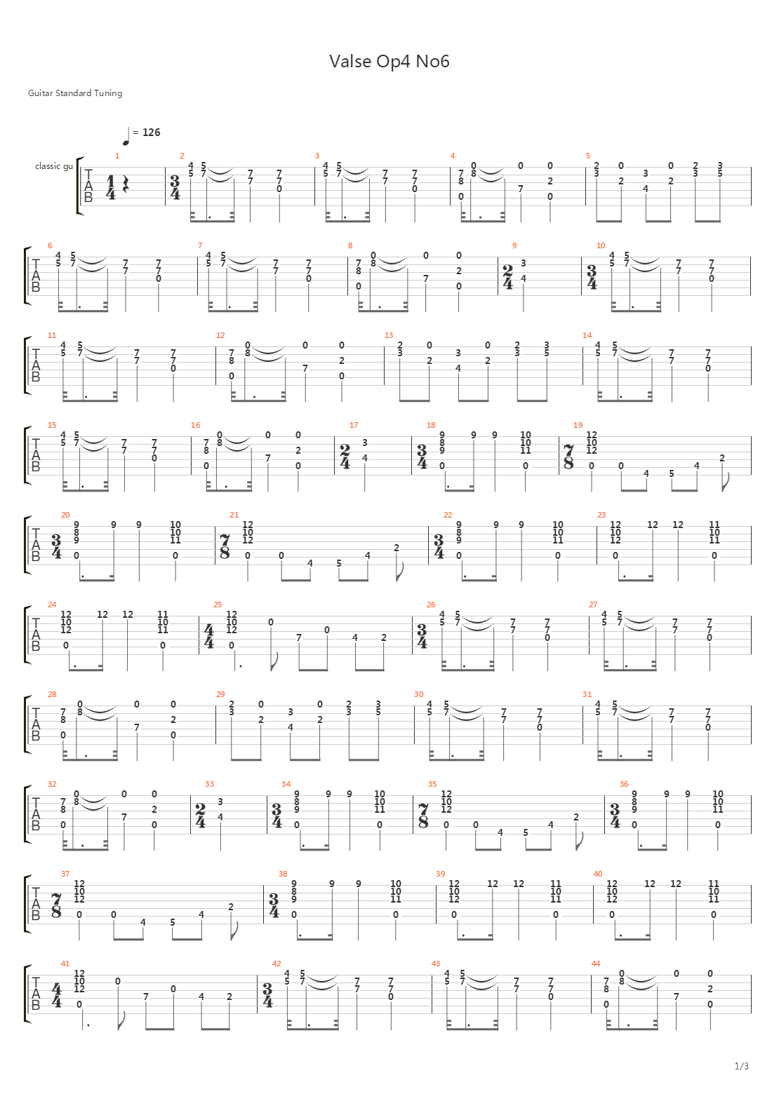 Valse Op4 No6吉他谱