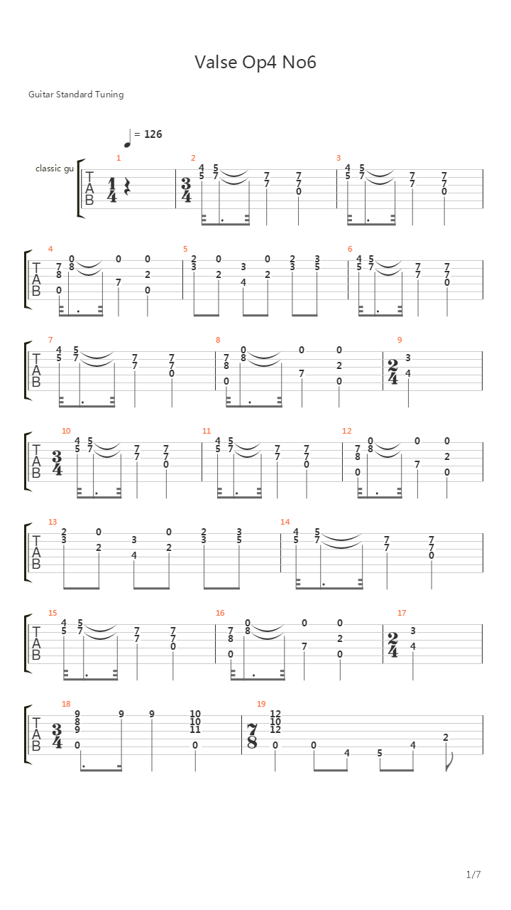 Valse Op4 No6吉他谱