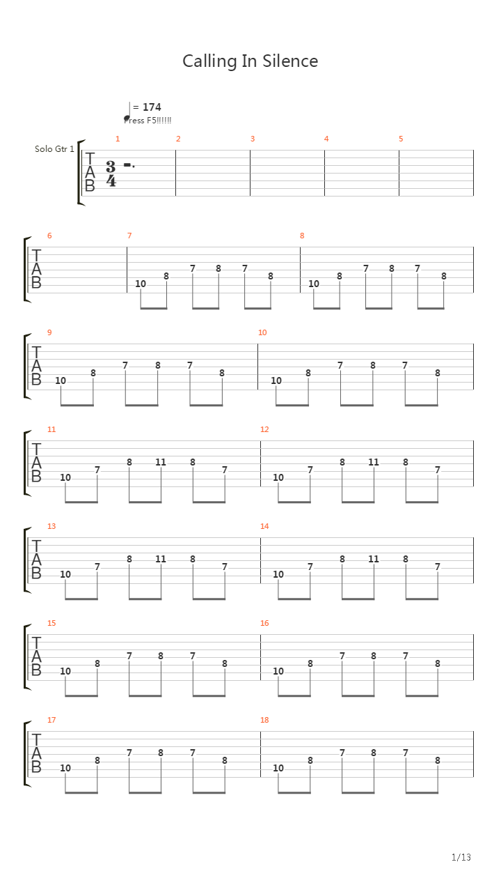 Calling In Silence吉他谱