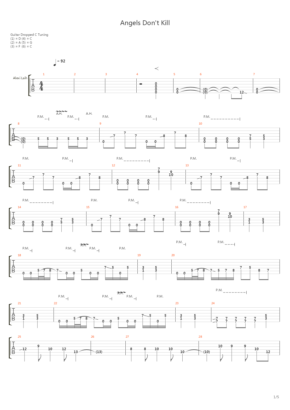 Angels Don't Kill吉他谱