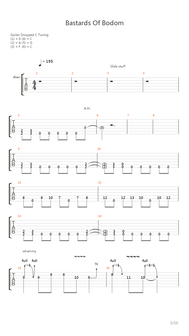 Bastard Of Bodom吉他谱