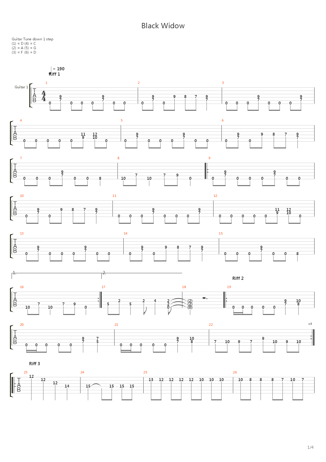 Black Widow吉他谱
