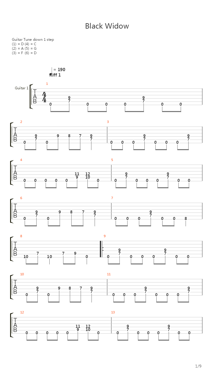 Black Widow吉他谱