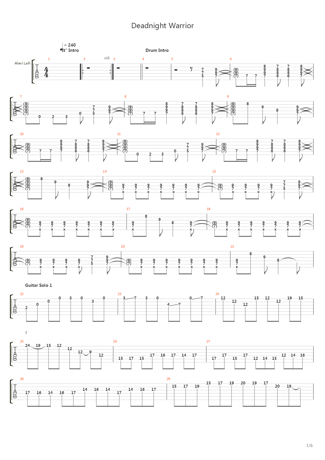 Deadnight Warrior吉他谱