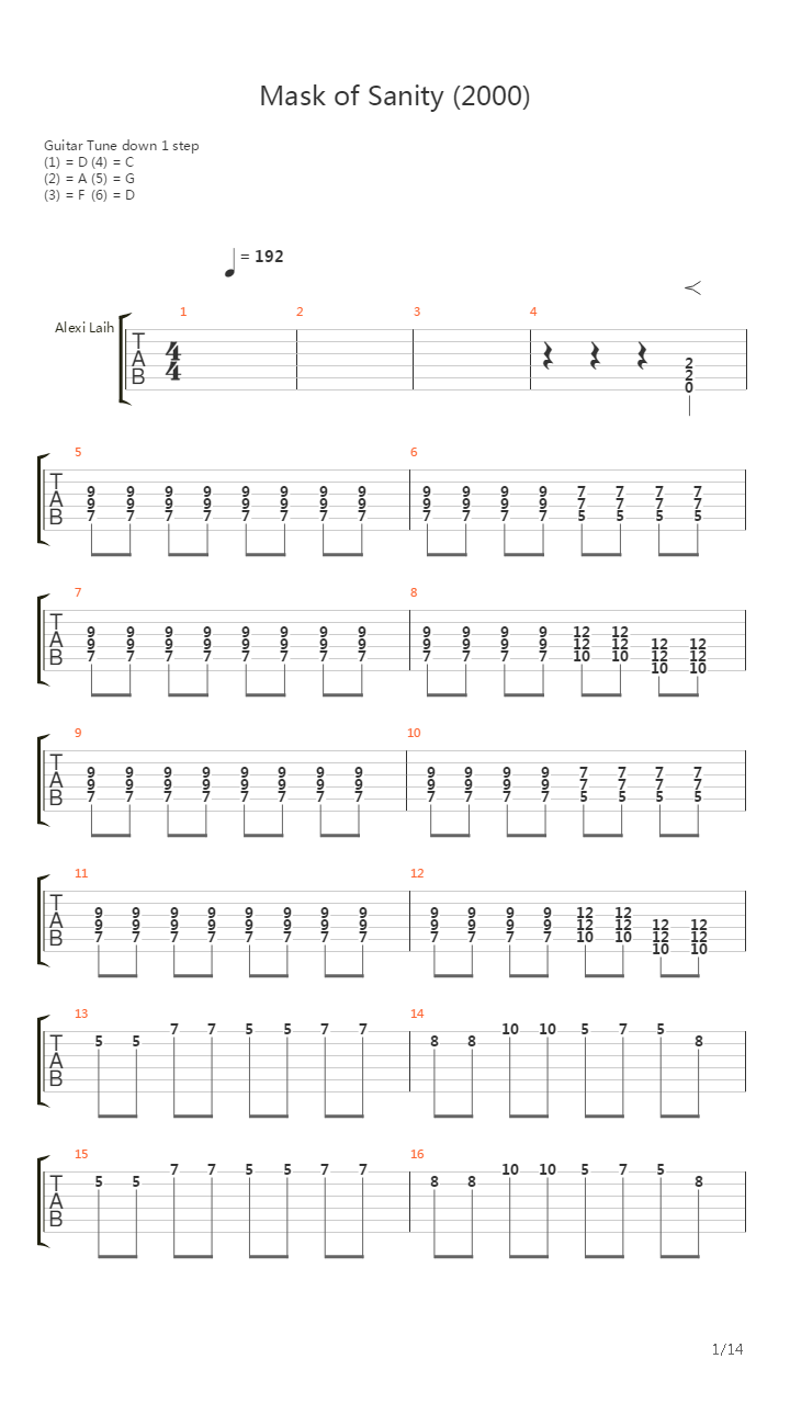 Mask Of Sanity吉他谱