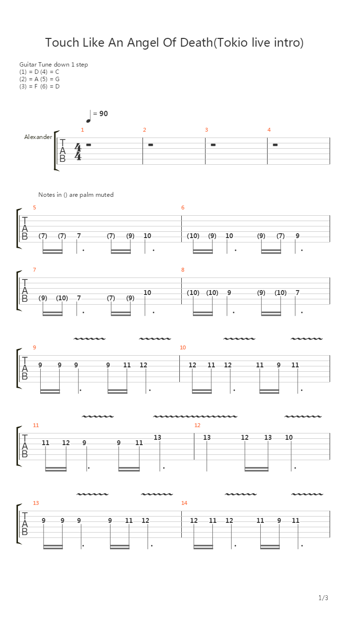 Touch Like An Angel Of Death (Tokio Live Intro)吉他谱