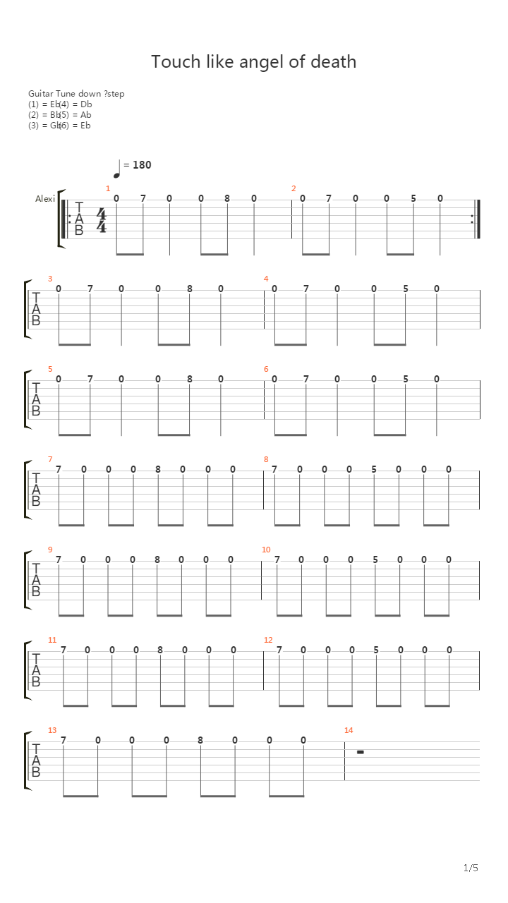 Touch Like Angel Of Death吉他谱